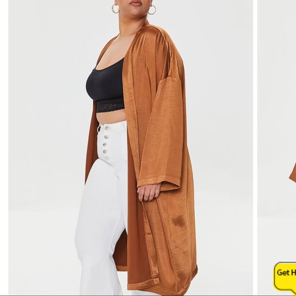 •Plus Size• Open-Front Satin Kimono - Picture 3 of 5